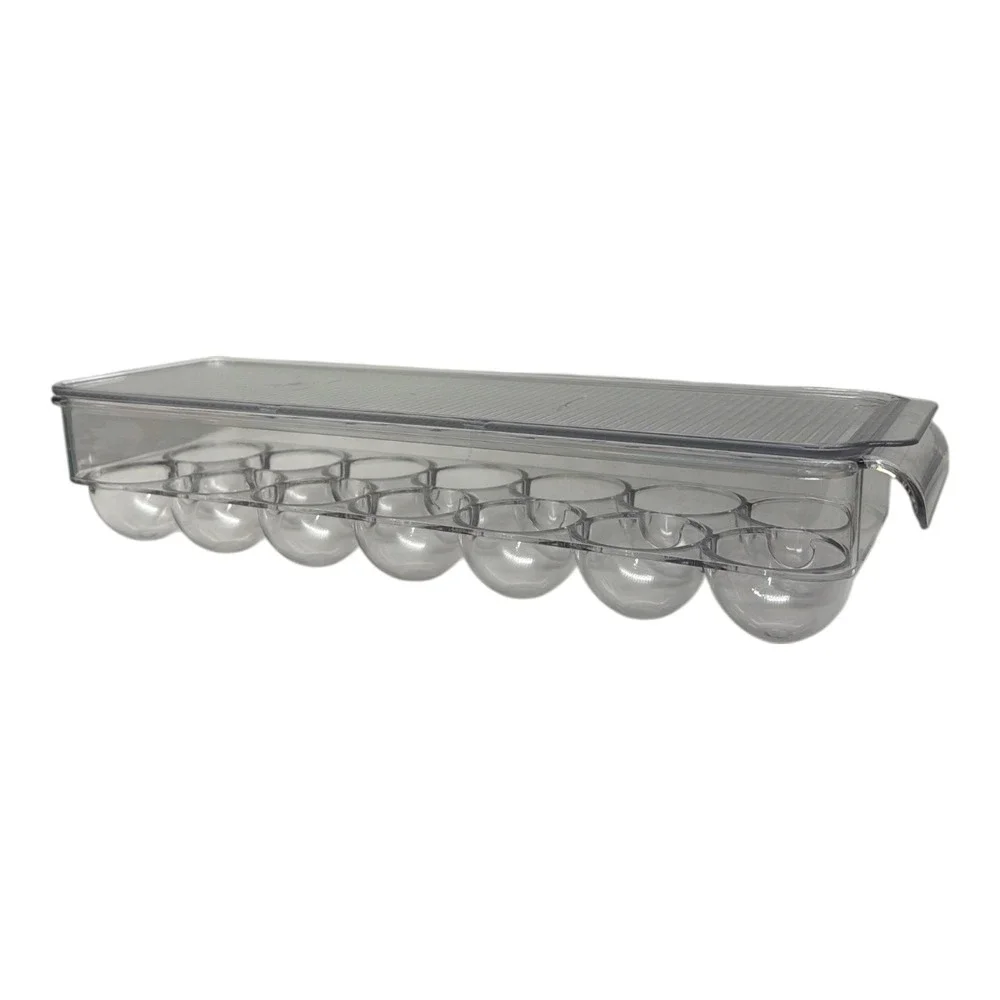 Egg Holder 14 Clear Plastic Refrigerator Container Storage Organizer Tray EUC
